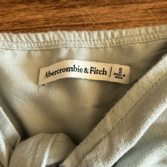 NWT Abercrombie & Fitch Green Linen Tie Front Crop Top Women's Small - Picture 3 of 16
